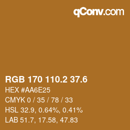 カラーコード: RGB 170 110.2 37.6 | qconv.com