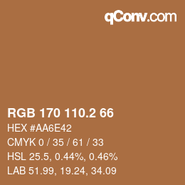 カラーコード: RGB 170 110.2 66 | qconv.com