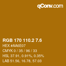 カラーコード: RGB 170 110.2 7.6 | qconv.com