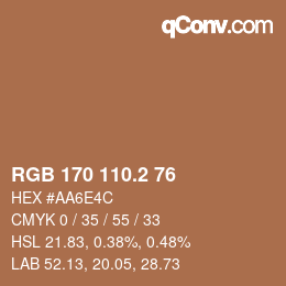 カラーコード: RGB 170 110.2 76 | qconv.com
