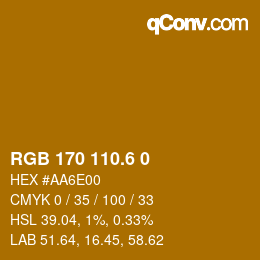 カラーコード: RGB 170 110.6 0 | qconv.com