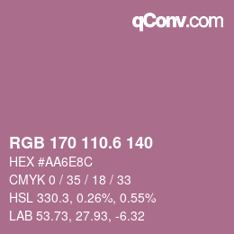カラーコード: RGB 170 110.6 140 | qconv.com