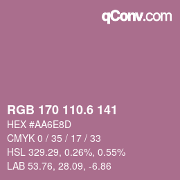 カラーコード: RGB 170 110.6 141 | qconv.com