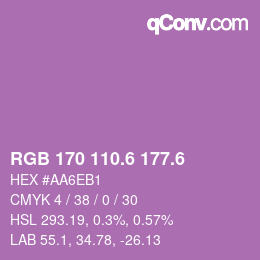 カラーコード: RGB 170 110.6 177.6 | qconv.com