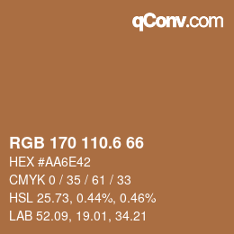 カラーコード: RGB 170 110.6 66 | qconv.com