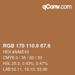 カラーコード: RGB 170 110.6 67.6 | qconv.com