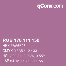 Farbcode: RGB 170 111 150 | qconv.com
