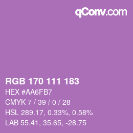 Color code: RGB 170 111 183 | qconv.com