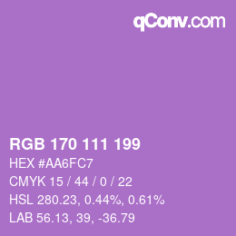 Color code: RGB 170 111 199 | qconv.com