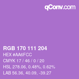 Color code: RGB 170 111 204 | qconv.com