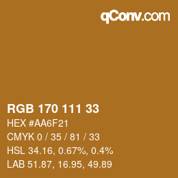 Color code: RGB 170 111 33 | qconv.com