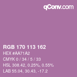 Color code: RGB 170 113 162 | qconv.com