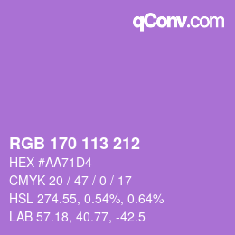 Color code: RGB 170 113 212 | qconv.com