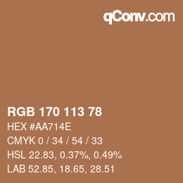 Color code: RGB 170 113 78 | qconv.com