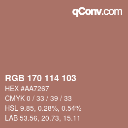 Color code: RGB 170 114 103 | qconv.com