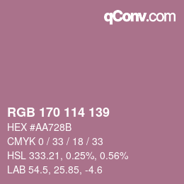 Color code: RGB 170 114 139 | qconv.com