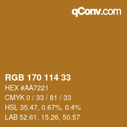 Color code: RGB 170 114 33 | qconv.com