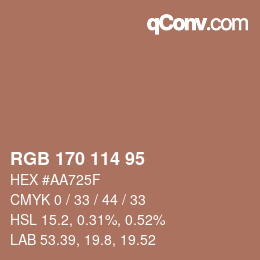 Color code: RGB 170 114 95 | qconv.com