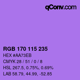 カラーコード: RGB 170 115 235 | qconv.com