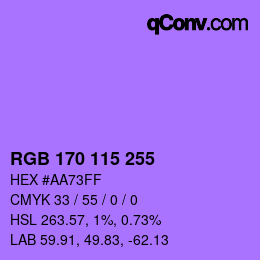 Color code: RGB 170 115 255 | qconv.com