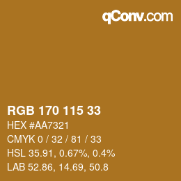 Color code: RGB 170 115 33 | qconv.com