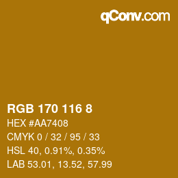 Color code: RGB 170 116 8 | qconv.com