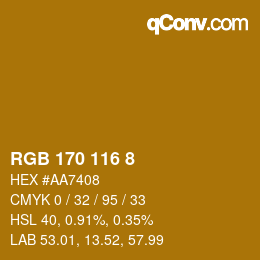 カラーコード: RGB 170 116 8 | qconv.com