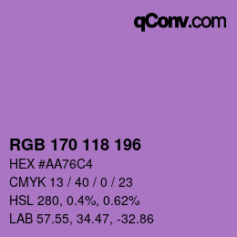 Farbcode: RGB 170 118 196 | qconv.com