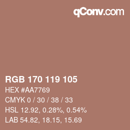 Color code: RGB 170 119 105 | qconv.com