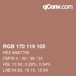 Color code: RGB 170 119 105 | qconv.com