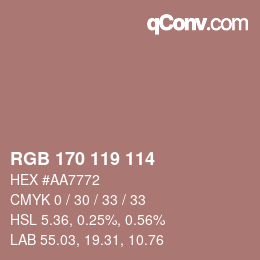 Color code: RGB 170 119 114 | qconv.com