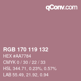 颜色代码: RGB 170 119 132 | qconv.com