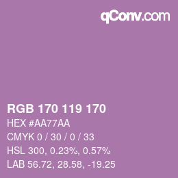 Color code: RGB 170 119 170 | qconv.com