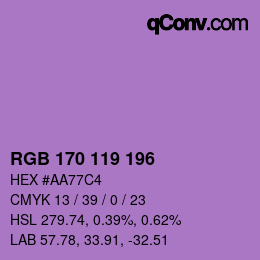 颜色代码: RGB 170 119 196 | qconv.com