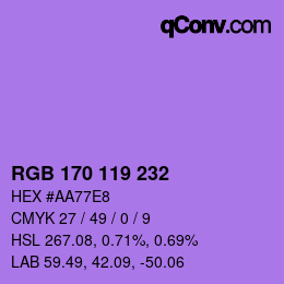 Color code: RGB 170 119 232 | qconv.com