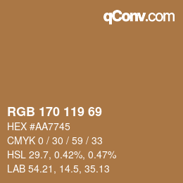 Color code: RGB 170 119 69 | qconv.com