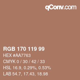 颜色代码: RGB 170 119 99 | qconv.com
