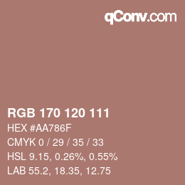 カラーコード: RGB 170 120 111 | qconv.com
