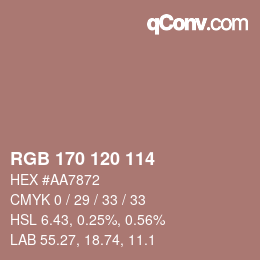 Color code: RGB 170 120 114 | qconv.com