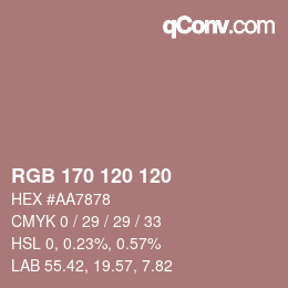 Color code: RGB 170 120 120 | qconv.com