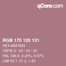 Color code: RGB 170 120 131 | qconv.com