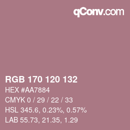 Color code: RGB 170 120 132 | qconv.com