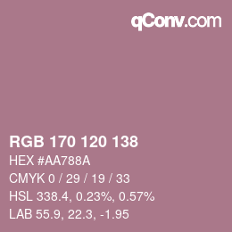 カラーコード: RGB 170 120 138 | qconv.com