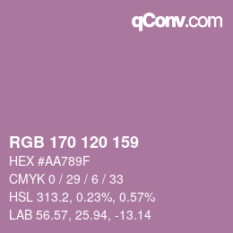 カラーコード: RGB 170 120 159 | qconv.com