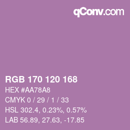 カラーコード: RGB 170 120 168 | qconv.com