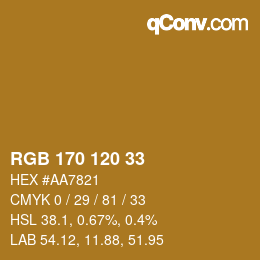 Color code: RGB 170 120 33 | qconv.com