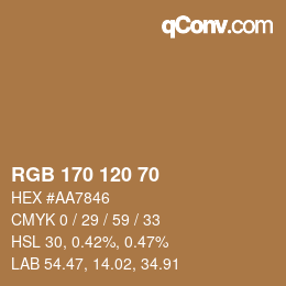 カラーコード: RGB 170 120 70 | qconv.com