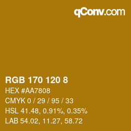 Farbcode: RGB 170 120 8 | qconv.com
