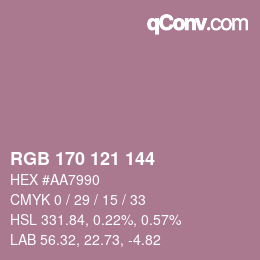 Color code: RGB 170 121 144 | qconv.com