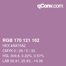 Color code: RGB 170 121 162 | qconv.com